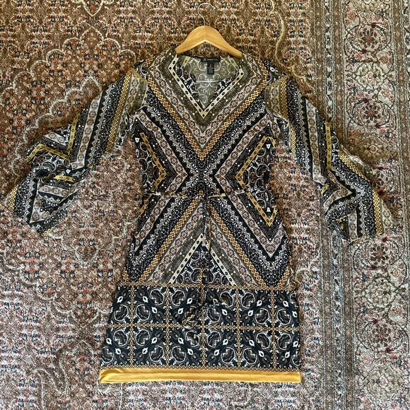 INC International Concepts Printed Bell Sleeve Dress - Picture 16 of 16